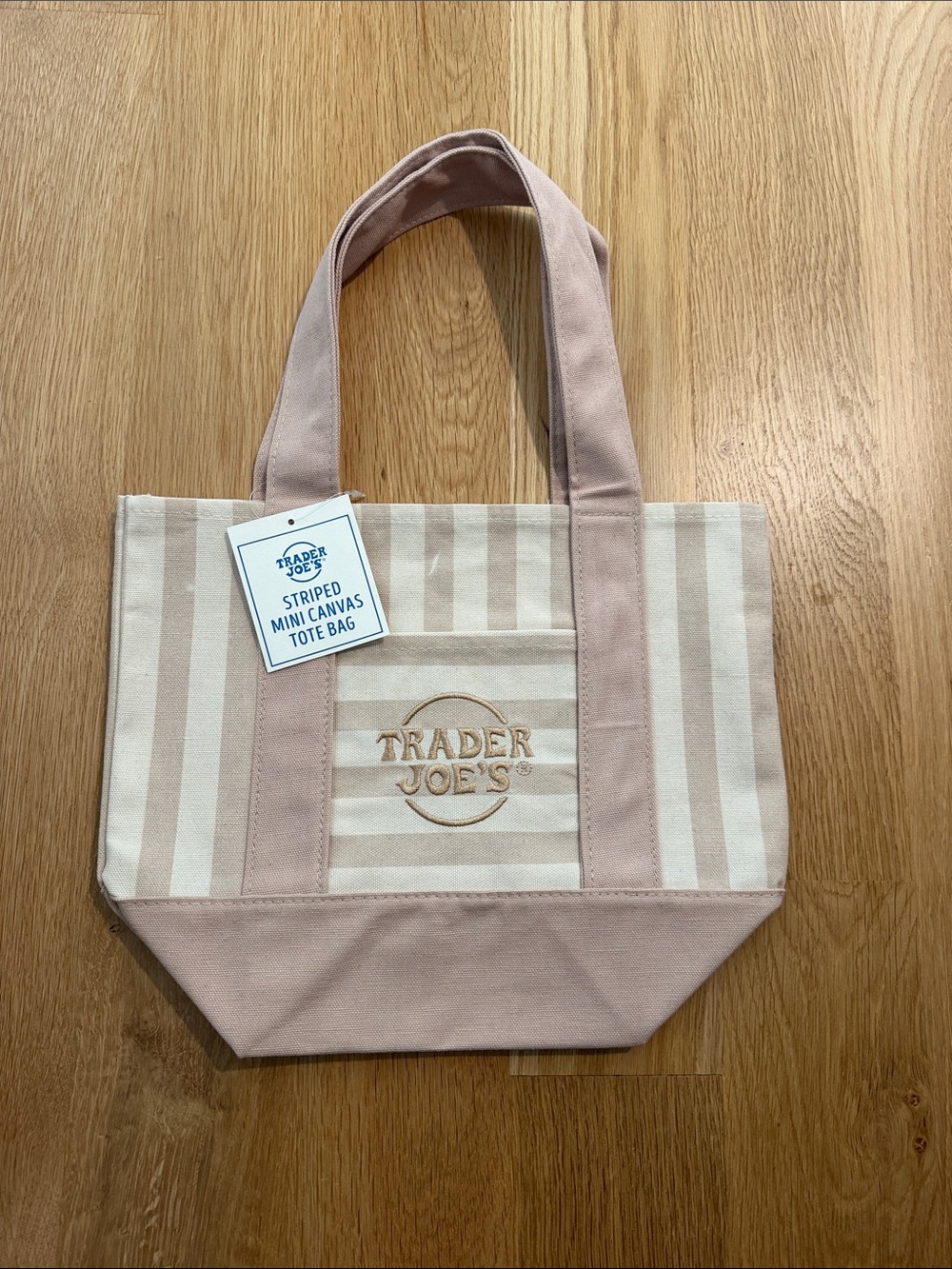 Trader Joe's Pink Stripe Canvas Tote